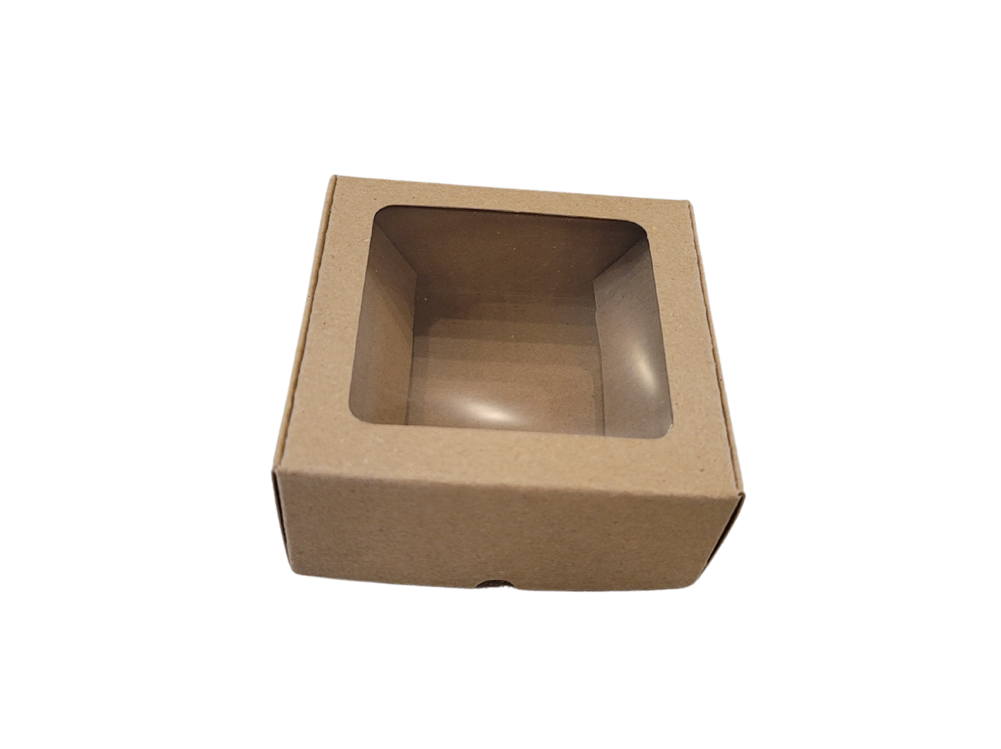 Self-forming natural box with window 10x10x4 cm