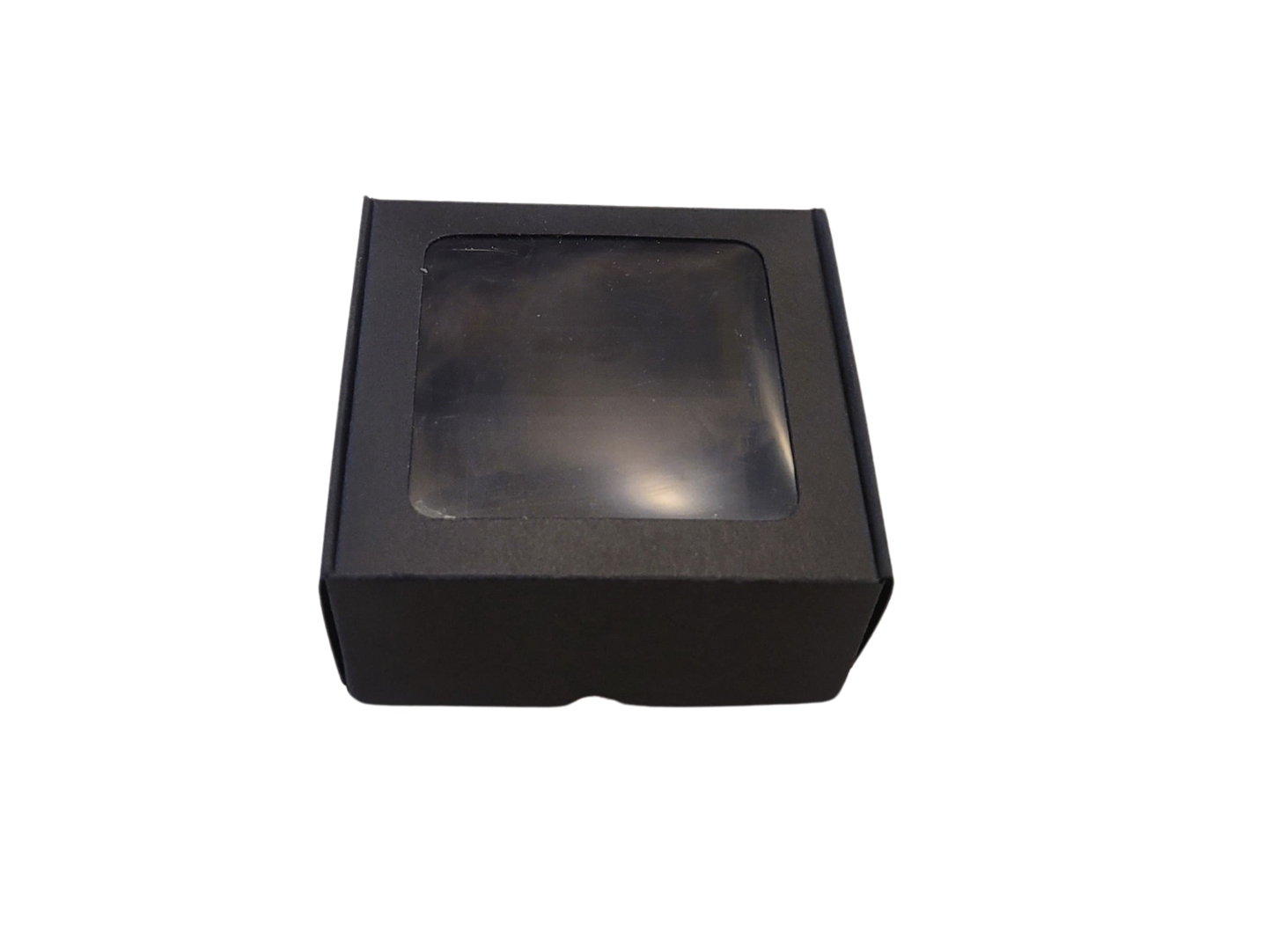 Self-forming natural box with window 10x10x4 cm