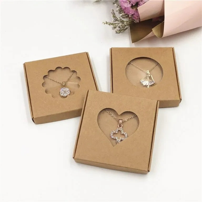 Cutie bujuteri kraft natur 6x6x1.5 cm