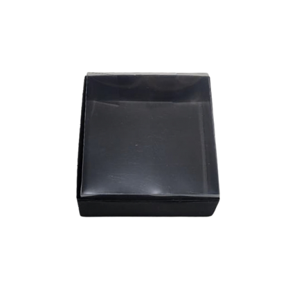 Set 10 Cutii Elegante din Carton Neagra cu Capac Transparent din Acetofan 9x9x4 cm – Ambalaj Premium
