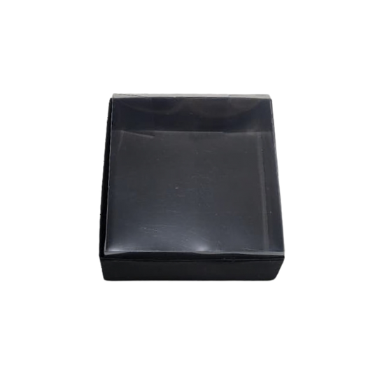 Set 10 Cutii Elegante din Carton Neagra cu Capac Transparent din Acetofan 8x8x4 cm – Ambalaj Premium