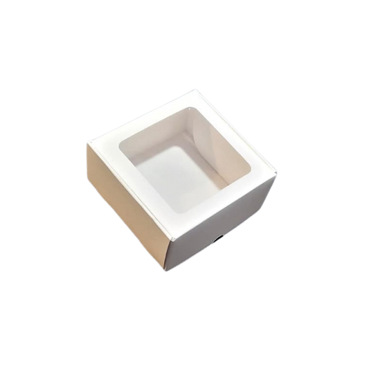 Self-forming natural box with window 10x10x4 cm