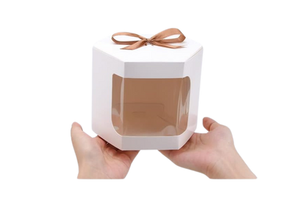Set 4 Cutii albe produse hexagon 10x10x10 cm