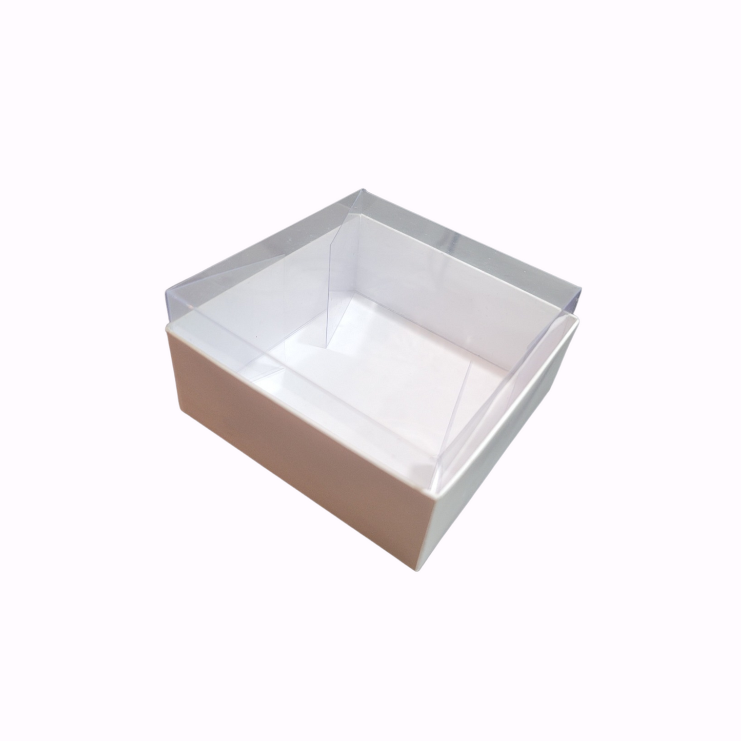 Cutie Carton Albă cu capac din Acetofan transparent 9x9x4 cm