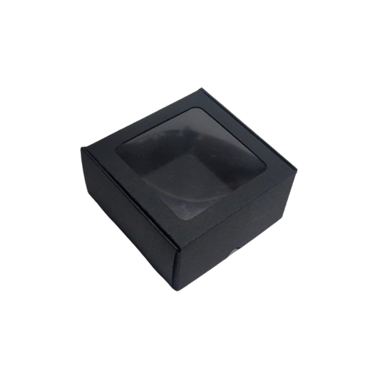 Self-forming natural box with window 10x10x4 cm