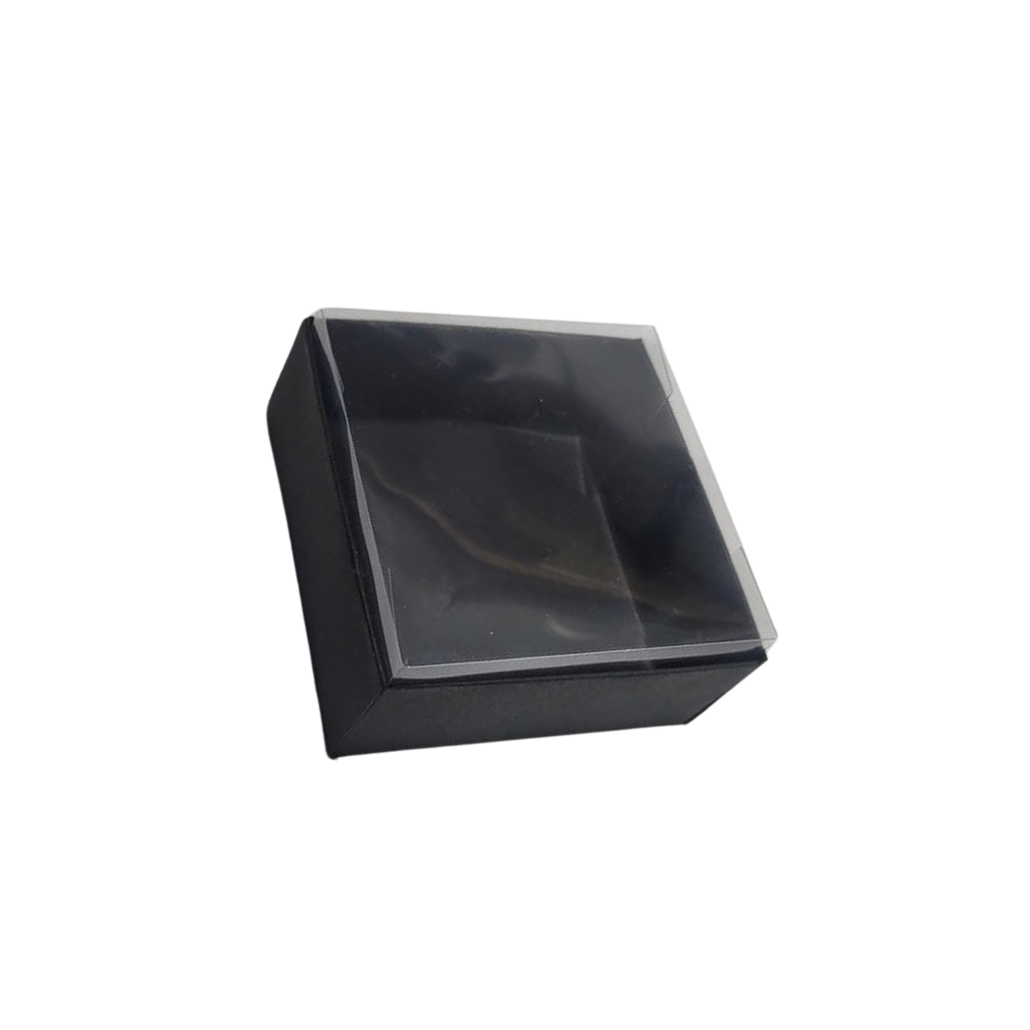 Set 10 Cutii Elegante din Carton Neagra cu Capac Transparent din Acetofan 9x9x4 cm – Ambalaj Premium