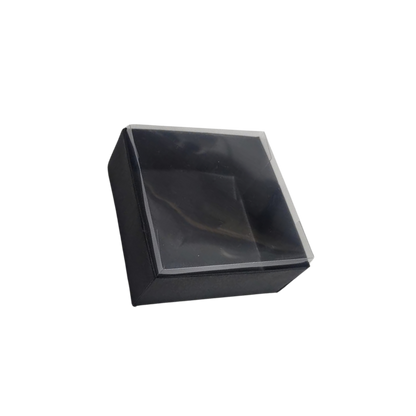 Set 10 Cutii Elegante din Carton Neagra cu Capac Transparent din Acetofan 9x9x4 cm – Ambalaj Premium
