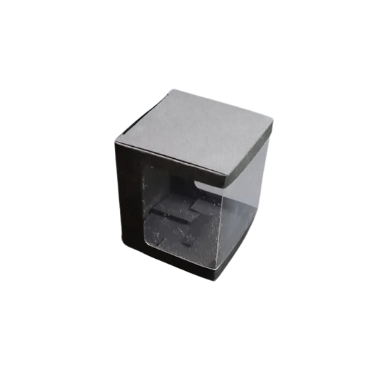 Cutie neagră cu fereastră pe 3 laturi – 7.5x7.5x8.4 cm