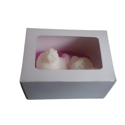 Cutie Carton Albă cu Fereastră din 7.5x5.6x4.25cm, 300g/mp (bebelus)