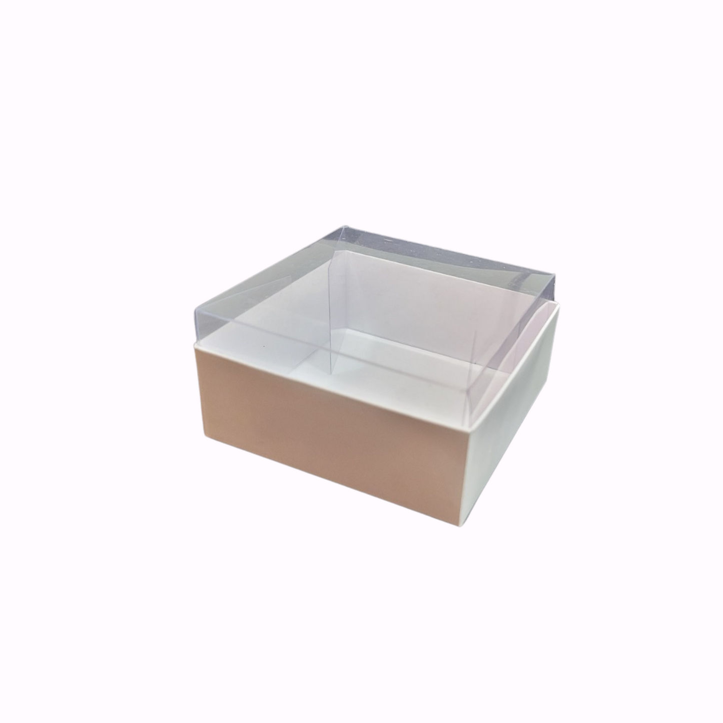 Cutie Carton Albă cu capac din Acetofan transparent 8x8x4 cm