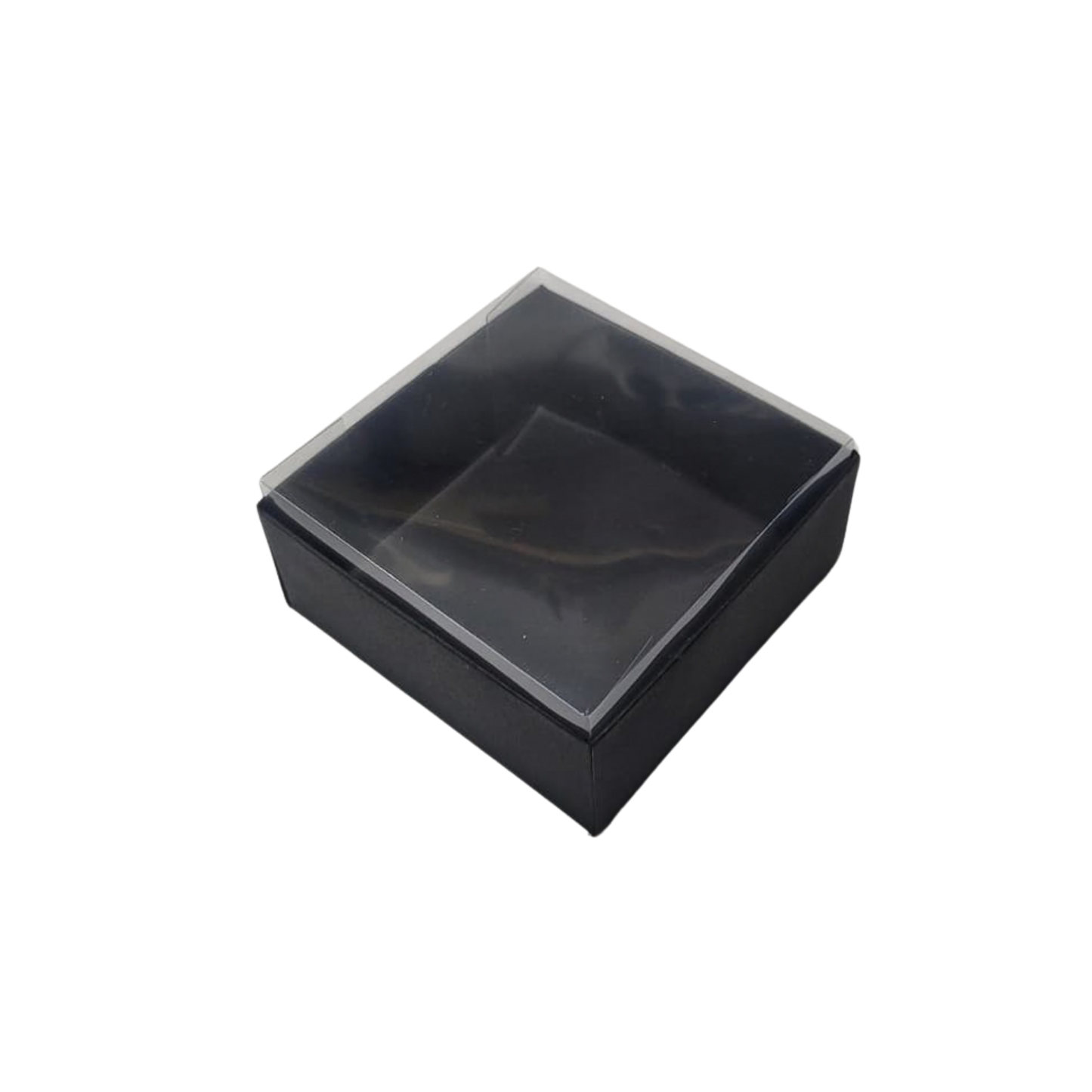Set 10 Cutii Elegante din Carton Neagra cu Capac Transparent din Acetofan 9x9x4 cm – Ambalaj Premium