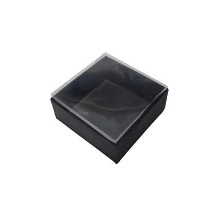 Set 10 Cutii Elegante din Carton Neagra cu Capac Transparent din Acetofan 9x9x4 cm – Ambalaj Premium