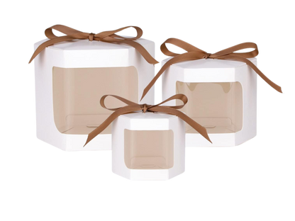 Set 4 Cutii albe produse hexagon 10x10x10 cm