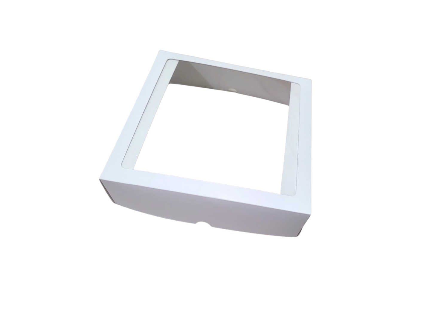 Cutie albă cu capac și fereastră din acetofan – 20x20x6 cm