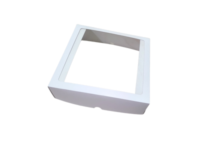 Cutie albă cu capac și fereastră din acetofan – 20x20x6 cm