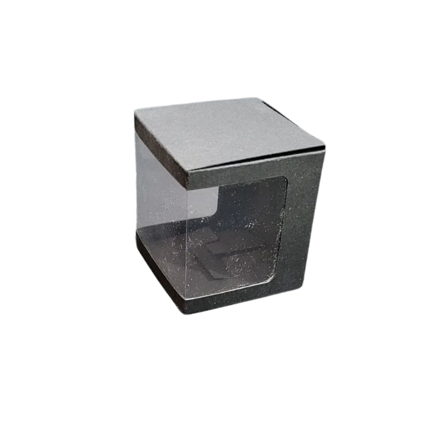 Cutie neagră cu fereastră pe 3 laturi – 7.5x7.5x8.4 cm