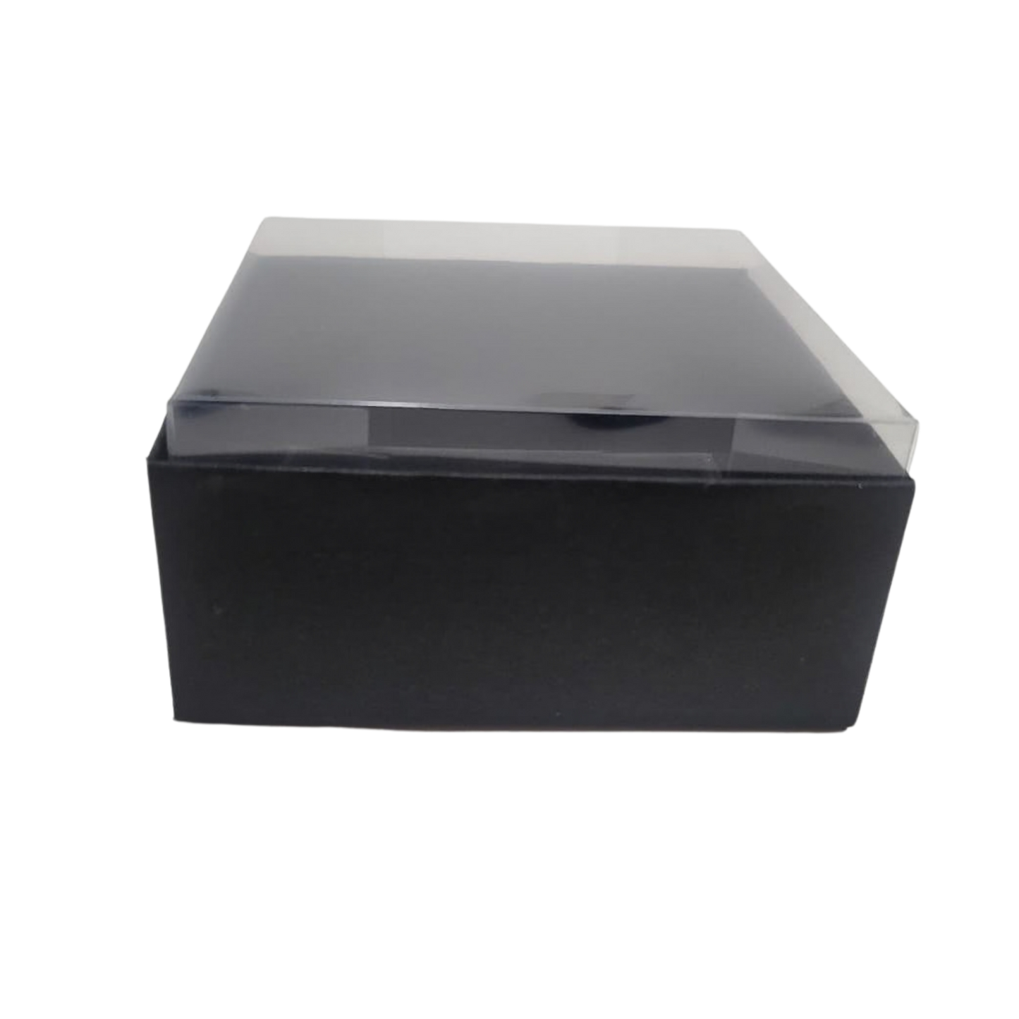 Set 10 Cutii Elegante din Carton Neagra cu Capac Transparent din Acetofan 9x9x4 cm – Ambalaj Premium