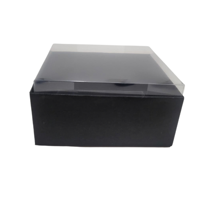 Set 10 Cutii Elegante din Carton Neagra cu Capac Transparent din Acetofan 9x9x4 cm – Ambalaj Premium