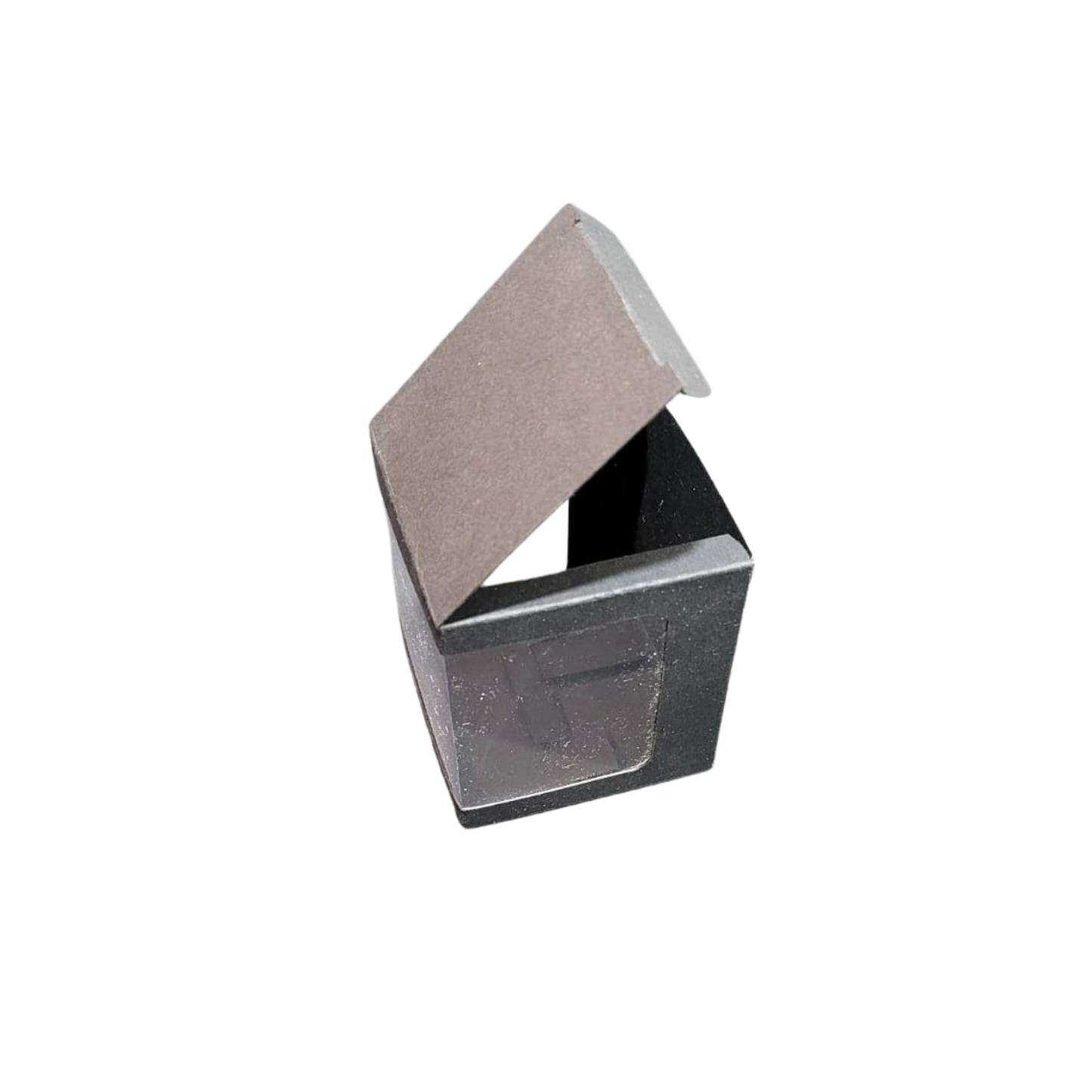 Cutie neagră cu fereastră pe 3 laturi – 7.5x7.5x8.4 cm