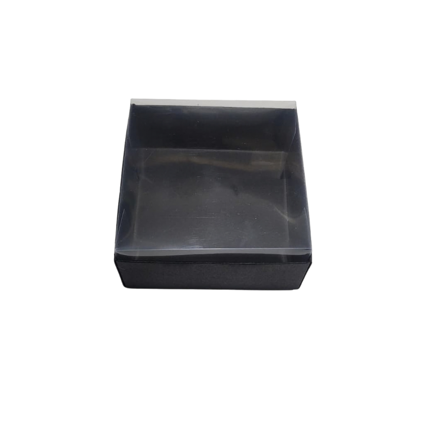 Set 10 Cutii Elegante din Carton Neagra cu Capac Transparent din Acetofan 9x9x4 cm – Ambalaj Premium
