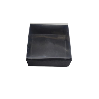 Set 10 Cutii Elegante din Carton Neagra cu Capac Transparent din Acetofan 9x9x4 cm – Ambalaj Premium