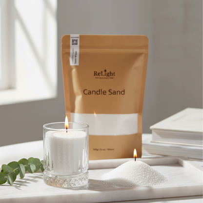 Candle Sand Alb cu Fitile din Bumbac - Snow White