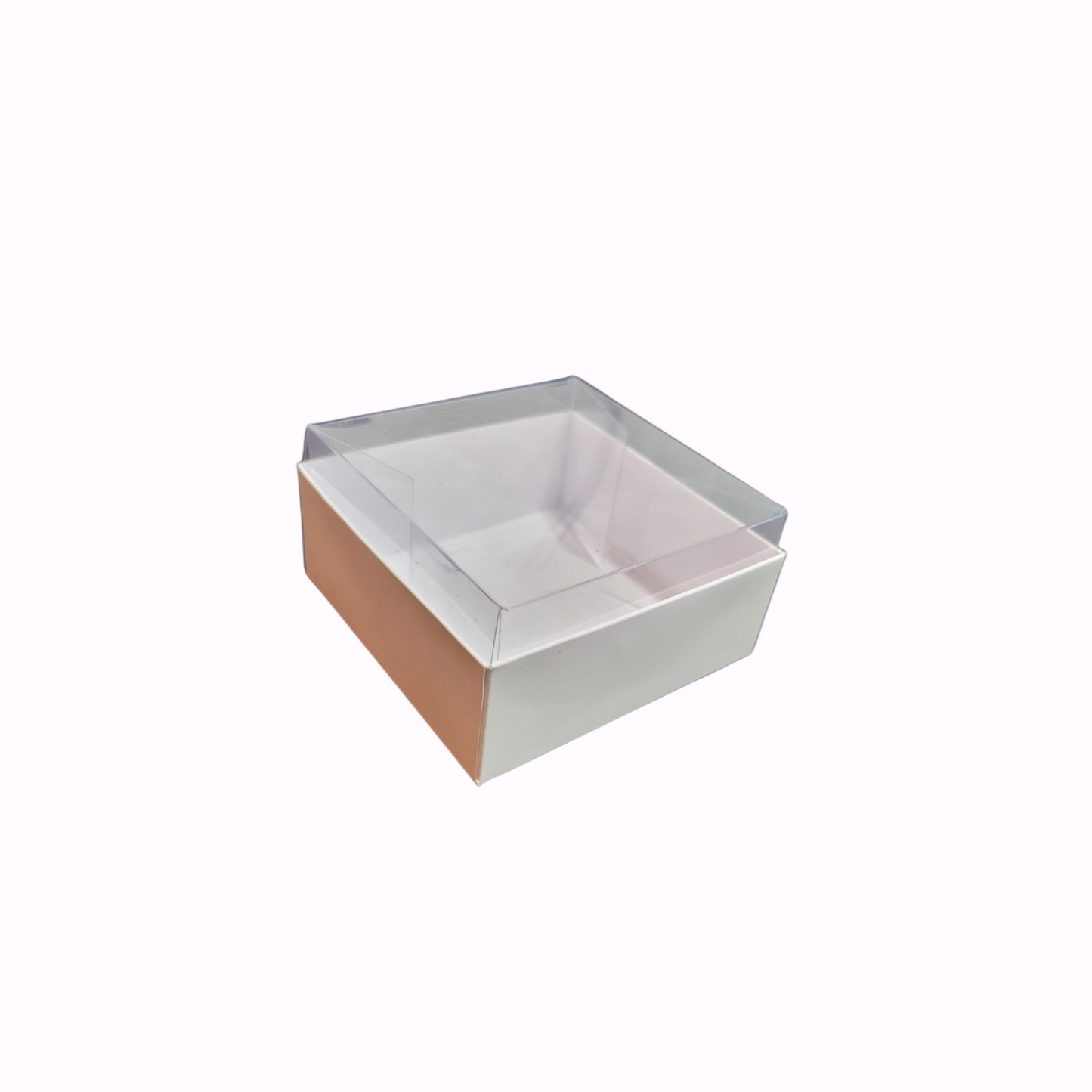 Cutie Carton Albă cu capac din Acetofan transparent 8x8x4 cm