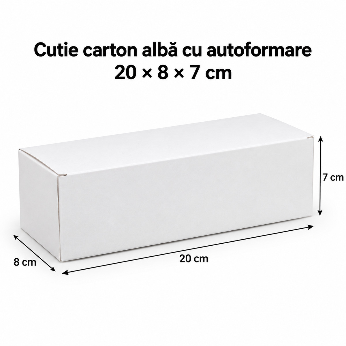 Cutie carton albă cu autoformare, 20x8x7 cm