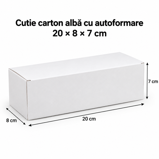 Cutie carton albă cu autoformare, 20x8x7 cm