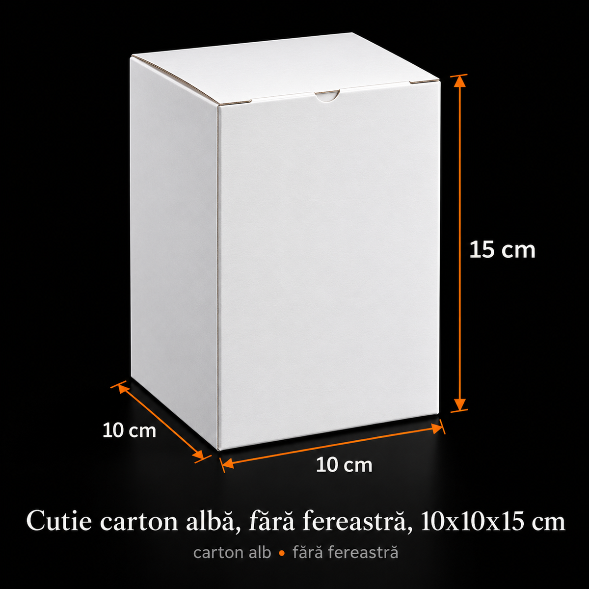 Cutie carton albă fără fereastră, 10x10x15 cm