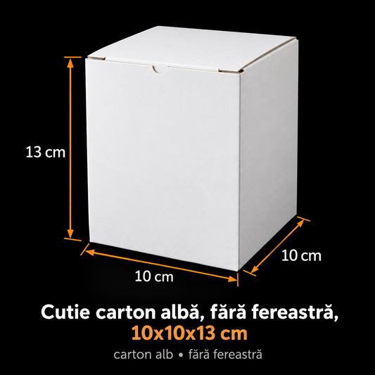 Cutie carton albă fără fereastră, 10x10x13 cm