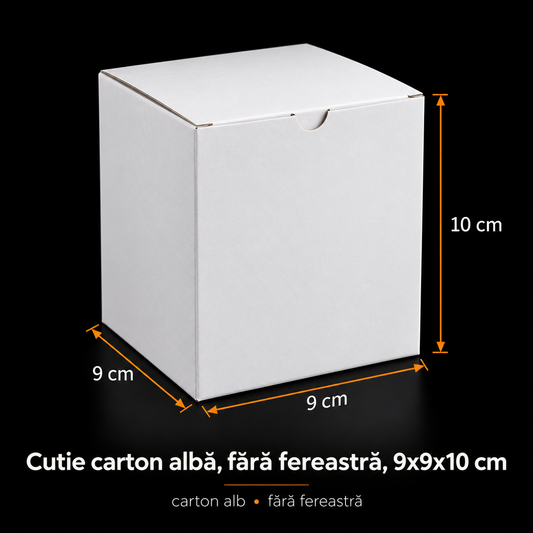 Cutie carton albă fără fereastră, 9x9x10 cm