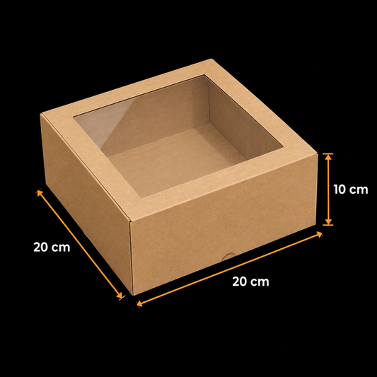 Cutie carton natur cu fereastră din acetofan, 20x20x10 cm