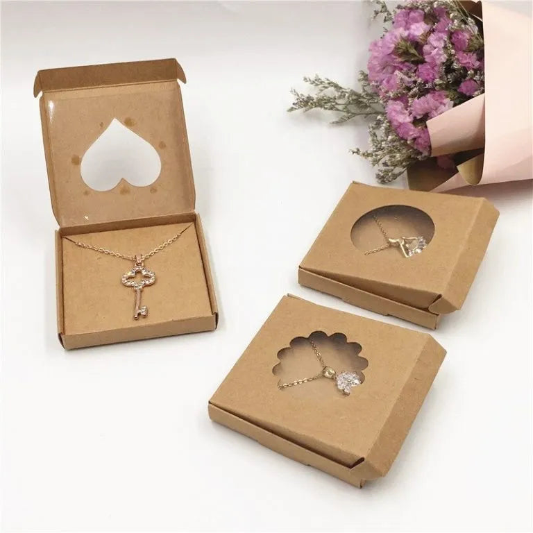 Natural kraft jewelry box 6x6x1.5 cm