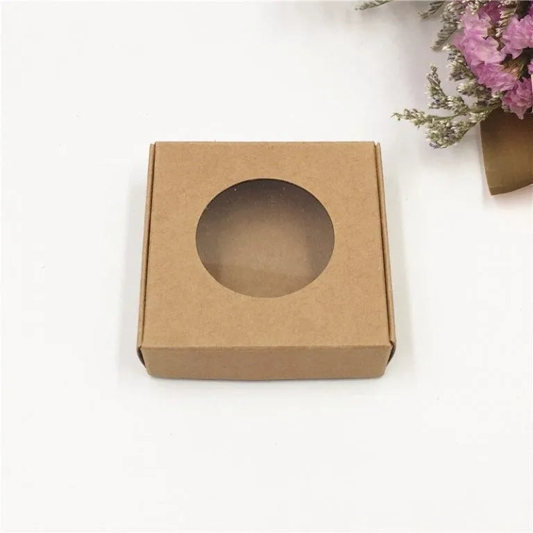 Natural kraft jewelry box 6x6x1.5 cm