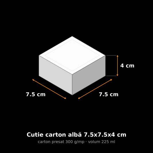 Cutie carton albă, 7.5x7.5x4 cm