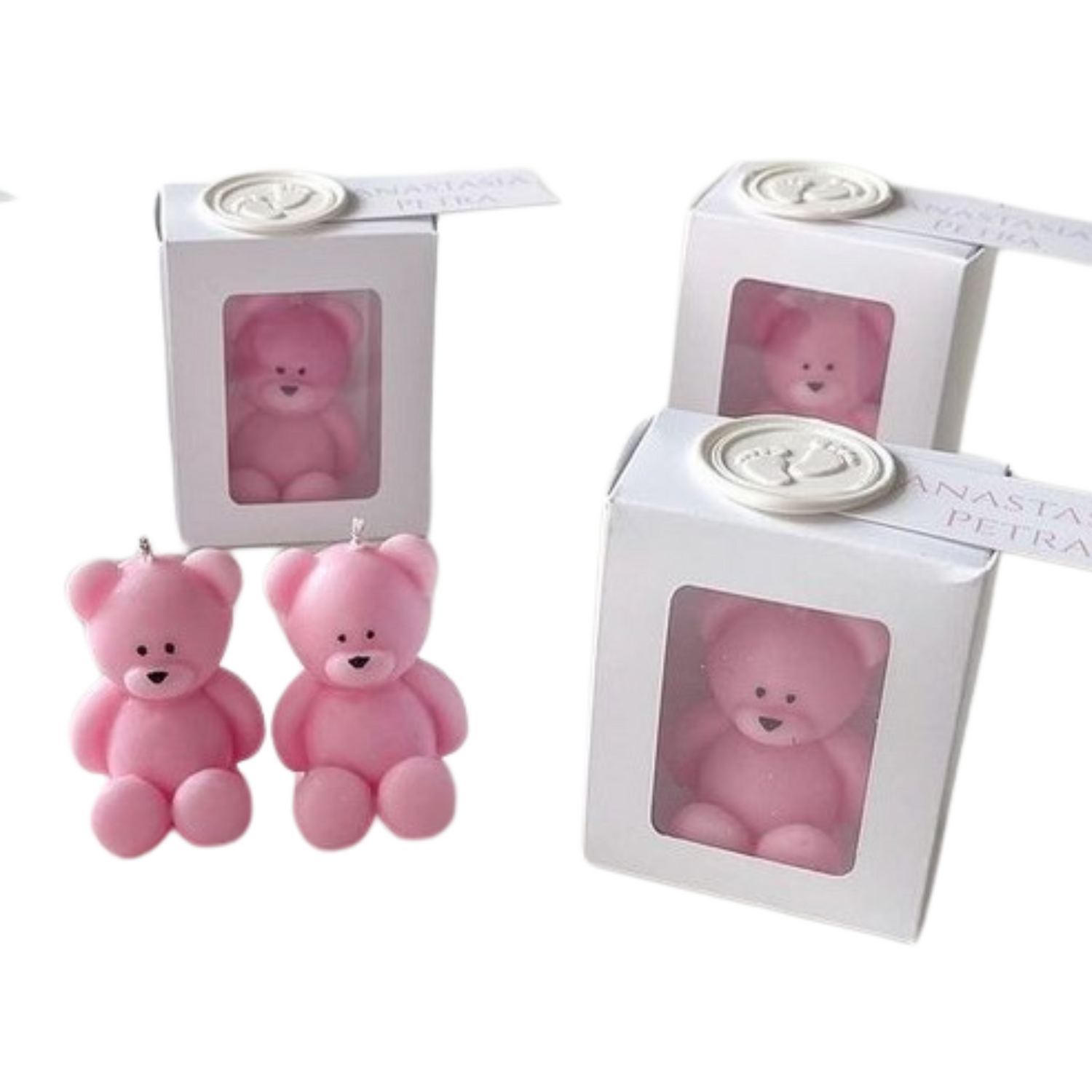 Cutie carton albă cu fereastră, 6.5x5x3 cm – Ursuleț
