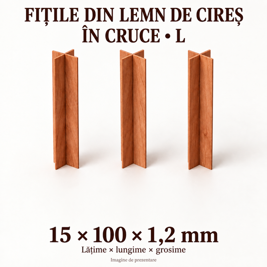 Fitile din lemn de cireș în cruce L, 15 × 100 × 1,2 mm, imagine de prezentare
