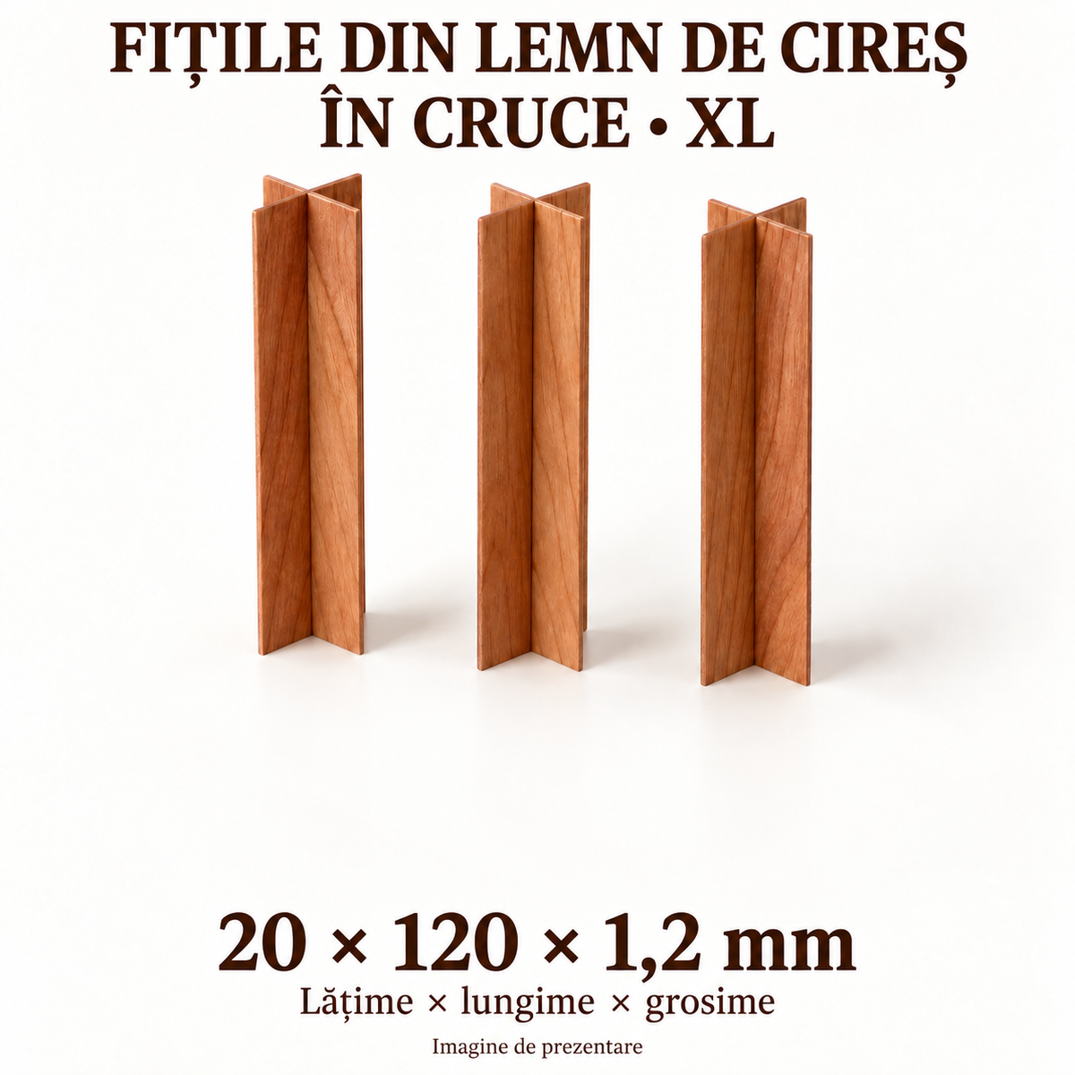 Fitile din lemn de cireș în cruce XL, 20 × 120 × 1,2 mm, imagine de prezentare