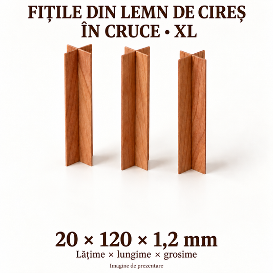 Fitile din lemn de cireș în cruce XL, 20 × 120 × 1,2 mm, imagine de prezentare
