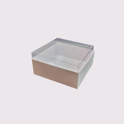 Cutie Carton Albă cu capac din Acetofan transparent 8x8x4 cm